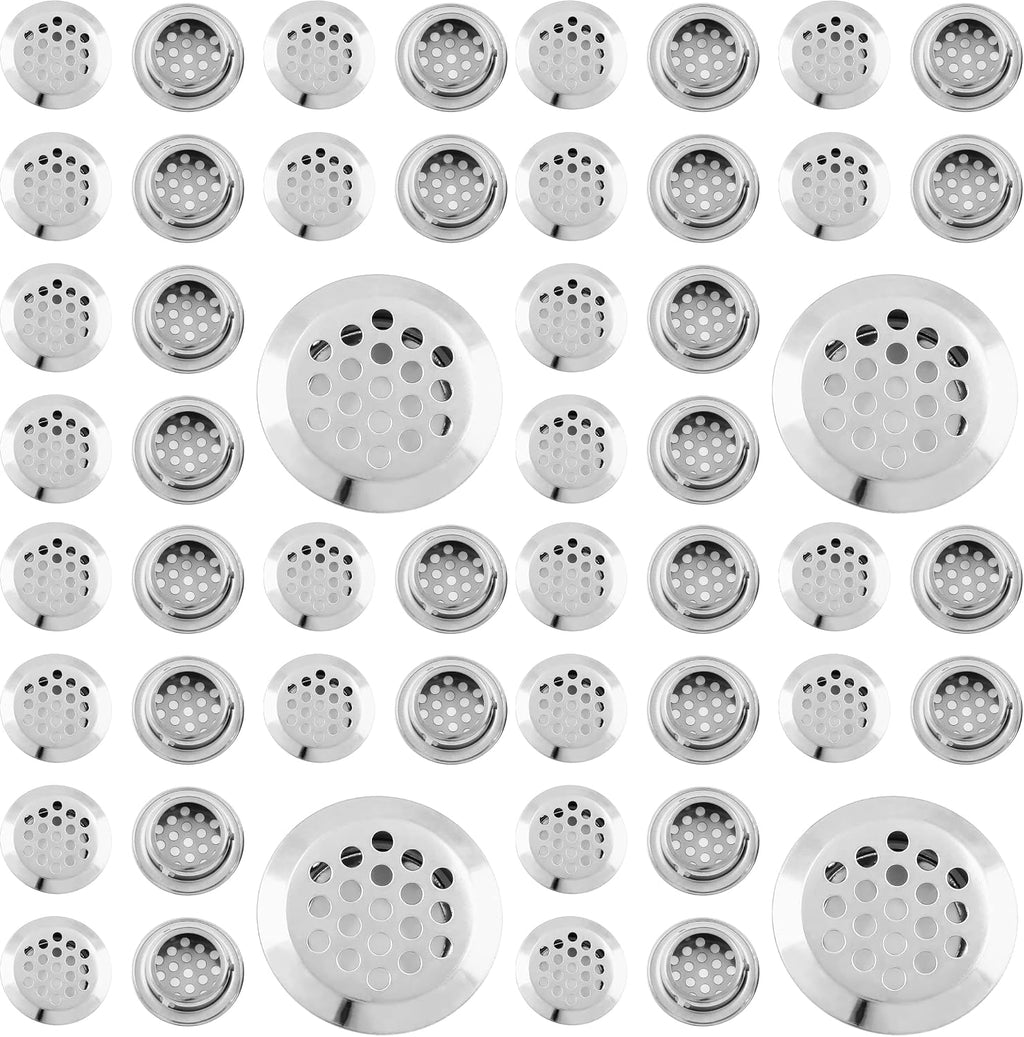 Uenhoy 20 Pcs Silver Air Vents 1" (25mm) Circular Soffit Vents Stainless Steel Air Vent Louver Round Mesh Hole Soffit Vent for Kitchen Cabinets Wardrobes Shoecases (Pack of 4)