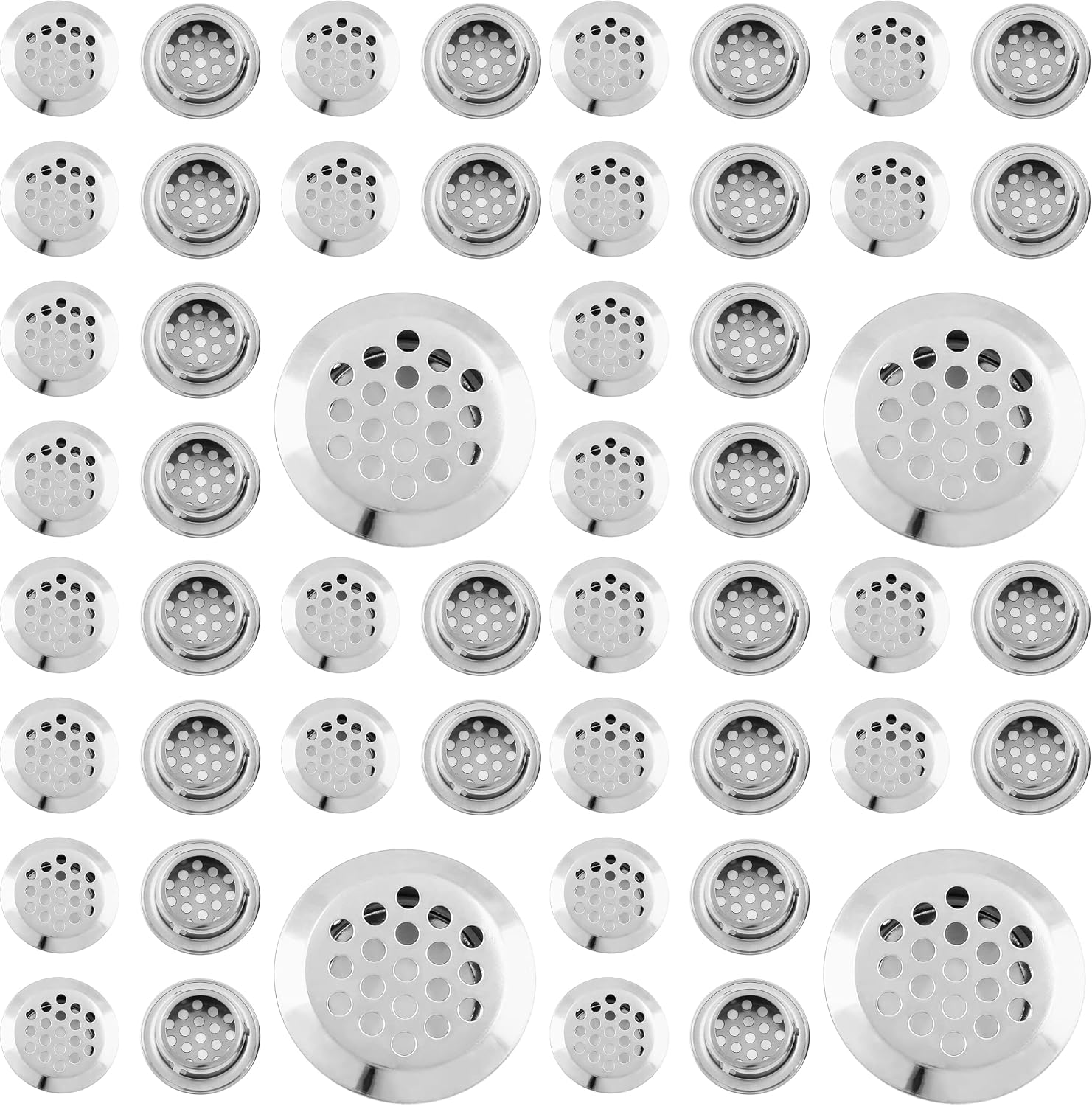 Uenhoy 20 Pcs Silver Air Vents 1" (25mm) Circular Soffit Vents Stainless Steel Air Vent Louver Round Mesh Hole Soffit Vent for Kitchen Cabinets Wardrobes Shoecases (Pack of 4)