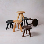 Tabouret Walnut Stool – Handcrafted Hardwood Seating Inspired by Charlotte Perriand, Artisan-Made Small Side Table, Nightstand, Footstool, or Plant Stand – Premium Walnut Finish