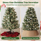 ELYKEN Christmas Tree Collar, 33 Inch Rustic Xmas Tree Basket for Artificial Trees, Paper Rope Woven Tree Skirt Ring, Tree Base Cover with Cord Cut-Out, Farmhouse Pencil Tree Collar for Home Decor