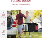 Outsunny Oversized Folding Rocking Camping Chair Set of 2, Padded Outdoor Rockers with High Back and Armrests, Portable Outdoor Patio Chairs with Steel Frame for Garden, Porch, Lawn, Red