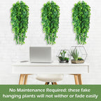 Hoteam 24 Pcs Artificial Hanging Plants 32 Inch Fake Ivy Vines with Fake Leaves Patio Artificial Plants Greenery for Living Room Indoor Outdoor Wall, No Basket (Eucalyptus)