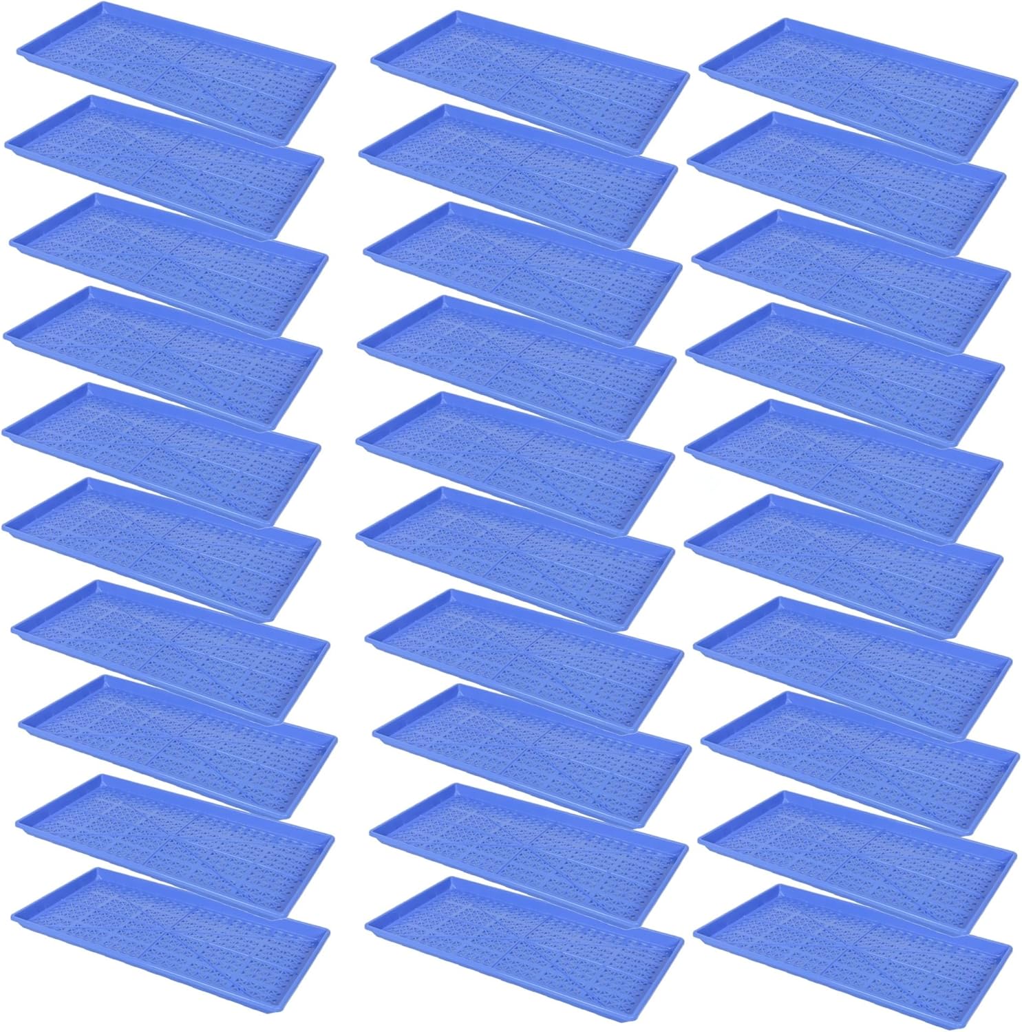 SUNPACK 10" x 20" Heavy Duty Mesh Plastic Seed Starting Tray, Blue, 1" (Pack of 30) - Ensures Water Drainage and Aeration, Perfect for Greenhouses or Indoor Gardening