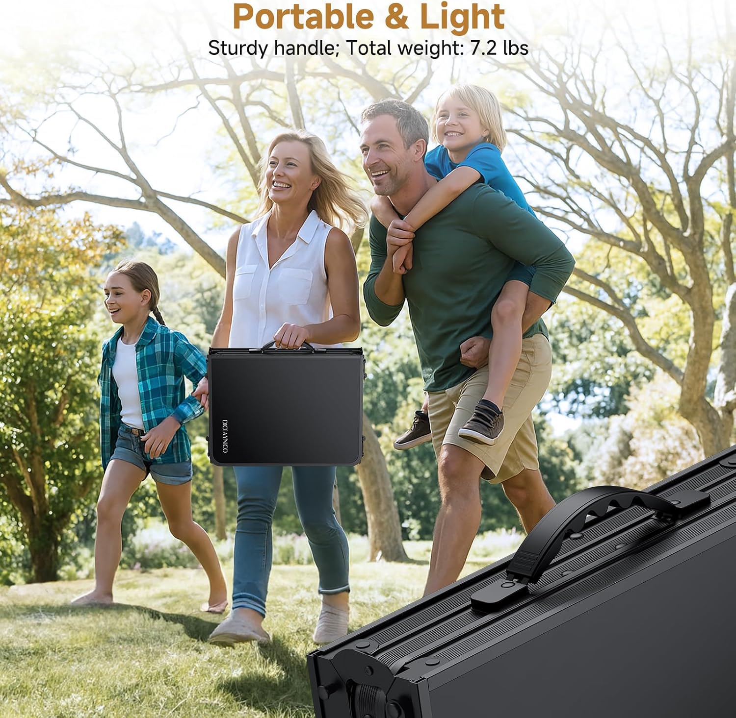 Folding Camping Table, 34.2"x15.7" 3 Adjustable Height Max 27.5" | Picnic Table Matte Black Aluminum Folding Table with Handle for Party, Dining, Garden, Patio, Market