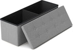 GLAXYFUR 43 Inches Folding Storage Ottoman Bench, Storage Chest | Ottoman Foot Rest, End of Bed Bench, Load 660 lb, Storage Box for Living Room, Bedroom, Entryway