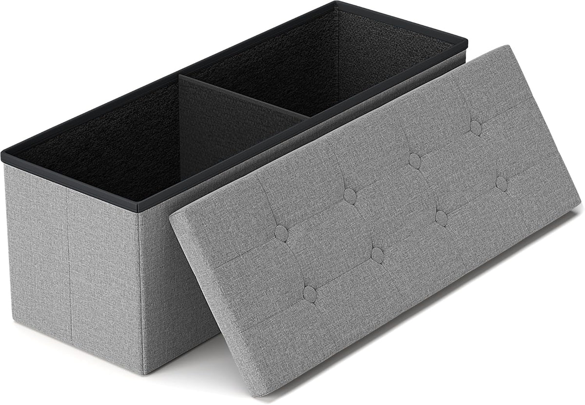 GLAXYFUR 43 Inches Folding Storage Ottoman Bench, Storage Chest | Ottoman Foot Rest, End of Bed Bench, Load 660 lb, Storage Box for Living Room, Bedroom, Entryway