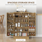 Majnesvon 41" Kitchen Pantry Cabinet,5-Tier Sideboard Buffet Cabinet with Adjustable Shelves & Doors,Freestanding Food Pantry Storage Cupboard for Small Spaces Dining Room (Natural)