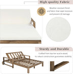 Merax Acacia Wood Outdoor Daybed Sofa, Farmhouse Patio Sun Lounger with Adjustable Backrest, High-Density Cushions & Removable Wheels, Weather Resistant for Garden, Poolside, Backyard, Beige