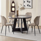 Modern Minimalist Dining Chairs Set of 4, Boucle Fabric, Brown | Thick High-Density Resilient Foam Cushion, Sturdy Metal Frame; Non-Slip Foot Caps Protect Floors, Perfect For Dining Room
