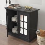 Storage Sideboard Cabinet with Mirrored Doors, Modern Buffet Cabinet w/Adjustable Shelf, MDF Console Cabinets for Dining Room, Living Room, Kitchen, Wood Kitchen Pantries Sideboard Buffet.