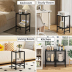 YUFAM Side Table End Table Tall Night Stand 2-Tier for Living Room Bedroom Bathroom Office Furniture Black