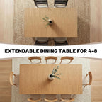 HNY Extendable Wood Dining Table for 4-8, 71" Inch Modern Rectangular Kitchen Tables with Wooden Base Farmhouse Dinner Table for Dining Room, Living Room, Home, Natural Oak