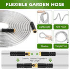 Metal Garden Hose 50 ft Stainless Steel Heavy Duty Water Hose with 10 Function Nozzles Flexible Lightweight Kink-Free Leakproof Sturdy Hoses Pipe 3/4" Brass Fitting for Outdoor Yard Lawn RV