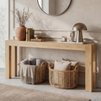 86.75" Extra Long Console Table for Entryway, Narrow Entryway Table | 11.75" Narrow Behind Couch Table, Long Tabletop, Wood Grain, Farmhouse Sofa Table for Living Room Hallway, Oak