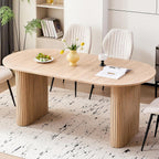 70.8" Modern Dining Table for 6 8 People Farmhouse Kitchen Dinner Table with Large Tabletop Dining Room Table for Dining Living Room Apartment Office Home (Natural)