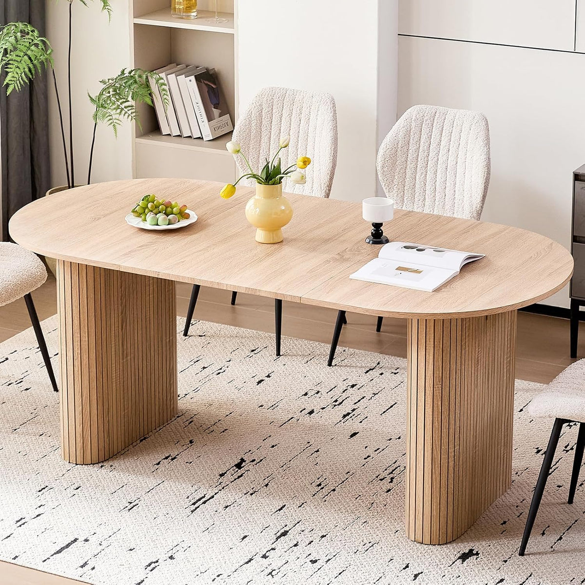 70.8" Modern Dining Table for 6 8 People Farmhouse Kitchen Dinner Table with Large Tabletop Dining Room Table for Dining Living Room Apartment Office Home (Natural)