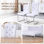 Dining Table Set for 6, Kitchen Table Chairs Set of 6, Modern Dining Room Set 63'' Marble Dinner Table PU Leather Upholstered Chairs for Kitchen (White-cro)