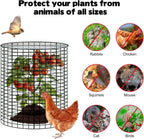 6 Sets of 24'' x 12'' Garden Plant Protectors from Animals with Detachable Covers, Metal Plant Cage Chicken Wire Cloche with Ground Stakes and Nylon Tie, Wire Plant Cage to Keeping Bunny Animals Out