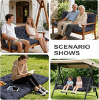 Porch Swing Cushions,Outdoor Cushions 3 Seater Replacement with Backrest, Waterproof Thickened Bench Cushion with Ties for Porch, Patio,Outdoor, Backyard and Garden (Navy Blue 40 * 40 in)