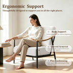 RNKSFX Modern Accent Chair for Living Room Bedroom Mid Century Arm Chair Upholstered Office Accent Chair Comfy Waiting Room Chair with Metal Frame, Cream White