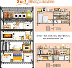 REIBII 6 Tier Shelf Metal Shelving 70"H Storage Shelves Sturdy Wire Rack Shelf Units Adjustable Detachable Storage Shelving Unit for Kitchen Laundry Pantry Garage Commercial 71"H x 21.65"W x 11.8"D