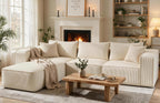 YITAHOME Oversized Cloud Couch Sectional Sofa for Living Room | Modular L-Shaped Corduroy Sofa with Chaise Lounge, Deep Seat Convertible Couch, Compressed No Assembly,Beige