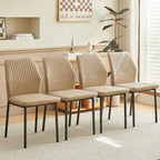 Comfortable Dining Chairs Set of 4 Upholstered Faux Leather Cushion Seat | Ergonomic Design, Easy Assembly, Stain Resistant Material - Beige