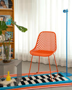 Modern Dining Chairs Set of 2, Stable Plastic Kitchen Chairs with Metal Sled Base for Dining Room (Blood Orange)