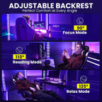 Gaming Chair for Adults Gamer Game Ergonomic PC Chair, 7-Point Support | Pocket Springs & Foam,51cm Wide Seat,Sync Armrests, 90°-135° Backrest, PU Leather, Black and White, 400lbs Load