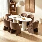 Homedot Upholstered Dining Chairs Set of 6, Modern Dining Room Chairs with Barrel Back, Accent Arm Chair for Dining Room, Living Room, Bedroom, Vanity, Brown