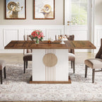 Tribesigns 55" Rectangular Dining Table for 4 to 6 People, Farmhouse Wood Dinner Table for Kitchen, Dining Room & Living Room, Oak Brown & White