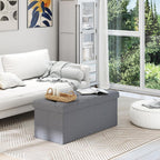 30 Inches Storage Ottoman, Folding Storage Ottoman Bench,Ottomans Foot Rest, End of Bed Bench 400LBS, Ottomans Bench Storage for Bedroom, Entryway, Living Room, Grey, 15" D x 30" W x 15" H