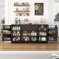 65" Sideboard Buffet Cabinet with Storage, Farmhouse Kitchen Pantries Sideboard Cabinets with Drawer, Wood Coffee Bar Cabinet with Adjustable Shelves, Storage Cabinets for Kitchen, Black