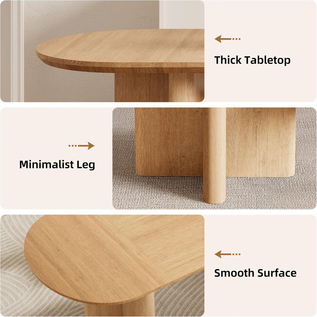 78.75" Oval Oak Dining Table for 6-8 Person, Modern Farmhouse Kitchen Table with Sturdy Legs, Wood Dinner Table for Dining Room Kitchen Living Room, Natural Oak
