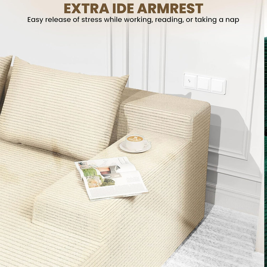 LEVELEVE 107" Cloud Sectional Couch with Deep Seat，Modern Modular Sofa with L-Shape Chaise，No Assembly Required, Upholstered Couches for Living Room Bedroom(Beige,Right Facing Chaise)