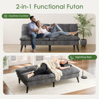 Vongrasig Futon Sofa Bed Velvet Futon Couch with Adjustable Backrest, Small Convertible Folding Sleeper Sofa Bed, Modern Loveseat for Living Room, Bedroom and Small Space, (Gray)