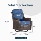 Outdoor Swivel Rocker Chair with 6" Thick Cushions | 6" ultra-thick cushions, 360° smooth swivel & rocking, ergonomic high back, rustproof frame, easy care