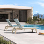 PURPLE LEAF Oversize Chaise Lounge Champagne Frame Set of 2, Pale Blue | 3-Year Color Retention PE Rattan, 2.4" Thickened Aluminum Frame, 16.14" Knee-Friendly Height, French-Inspired Style