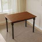 Kmax Small Dining Table for 2-4, Solid Wood Dining Table for Small Spaces 2 Person Rectangle Kitchen Table Space Saving Dinner Table for Apartment - Walnut Top, Black Legs