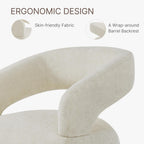 KISLOT Upholstered Dining Chairs with Casters Easy Assembly Require Modern Barrel Armchair with Rollers for Diningroom Bedroom Livingroom Reading Room,Set of 2,Cream Beige