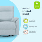 Davinci Suzy Electronic Swivel Recliner with USB Port in Heathered Blue, GREENGUARD Gold & CertiPUR-US® Certified