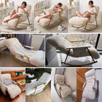Fluffy Armchairs with Adjustable High Backrest, Rocking Chair with Side Pockets, Upholstered Glider Cozy Accent Chair, Loading Capacity 200kg/440lb