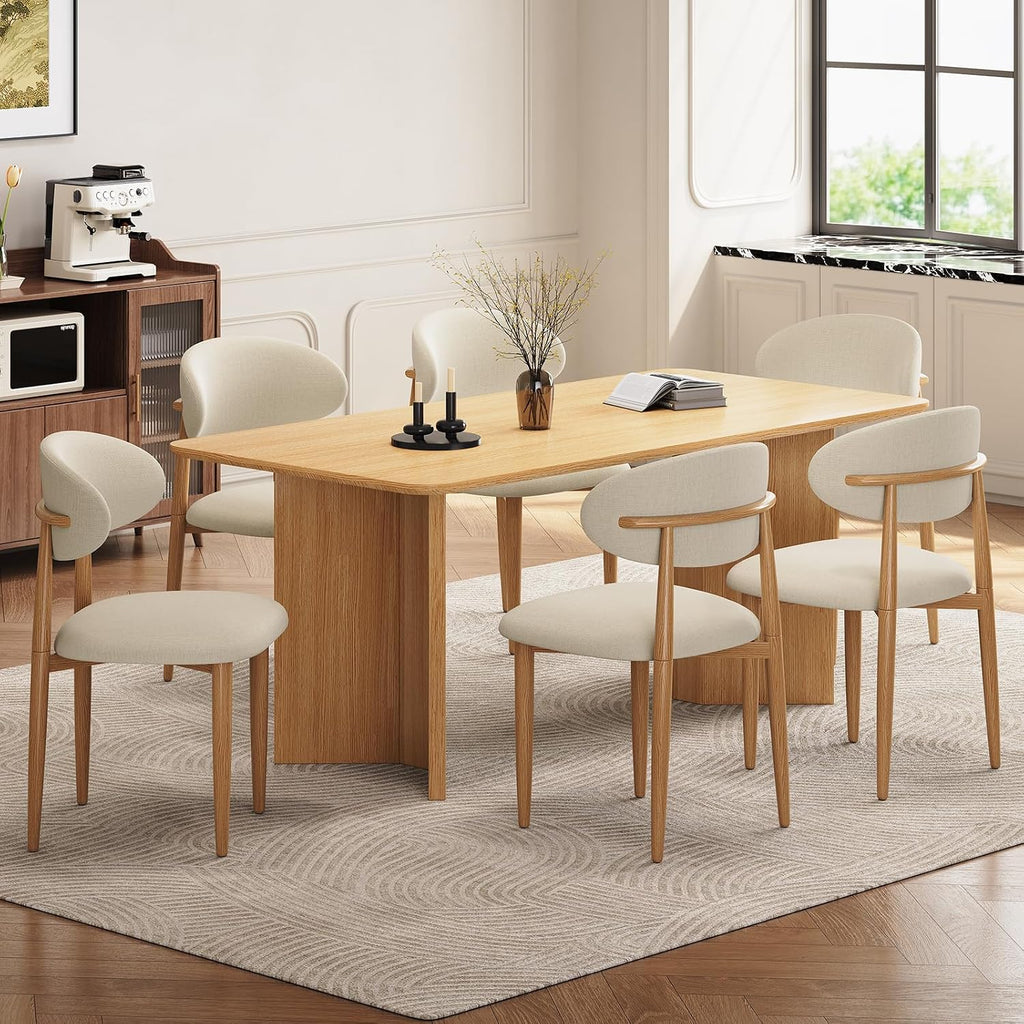 Dining Chairs Set of 4, Modern Fabric Upholstered Dining Room Chair MetalKitchen Chairs, Farmhouse Dinner Chair for Kitchen Dining Room, Beige