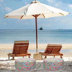 FUNHOME Inflatable Stool Ottoman Footrest with Handle, All Weather Footrest Seat D20 xH9, Water Repellent Footstool Pouf for Home Patio Garden and Camping Use-Melora Paisley