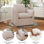 INZOY Swivel Accent Chair with Thick Padded Backrest Cushion, Swivel Reading Chair for Living Room Bedroom Small Spaces, Brown