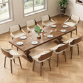 REONEY 360° Swivel Dining Chairs Set of 8, Mid Century Modern Kitchen Chair with Walnut Bentwood Back and Legs, Upholstered PU Leather for Dining Room, Kitchen, Restaurant, Cafe, Beige