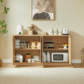 63" Oak Vertical Fluted Sideboard Buffet Cabinet - Modern Storage Cabinet with 4 Doors & Adjustable Shelves for Dining Room, Kitchen & Coffee Bar
