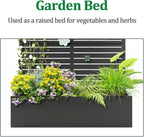 Metal Raised Garden Bed with Trellis, 2 in 1 Trellis with Planter Box & Privacy Screen for Climbing Plants, Vine, Outdoor Standing Flower Beds with Drainage Holes, 47" L x 17" W x 71" H, Black