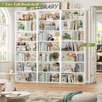 FACBOTALL 82" Tall Bookshelf, 7-Tier Open Shelves Bookcase, Freestanding Display Storage Shelves, Tall Bookcase Home Decor Furniture for Home Office, Living Room, Bedroom, White