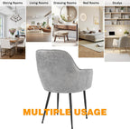 Dinning Chairs Set of 2, Upholstered Accent Chairs with Black Finished Metal Plating Legs for Living Room Chairs, Light Gray